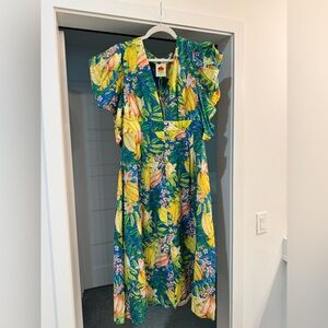 FARM Rio Blue and Yellow Floral Dress
